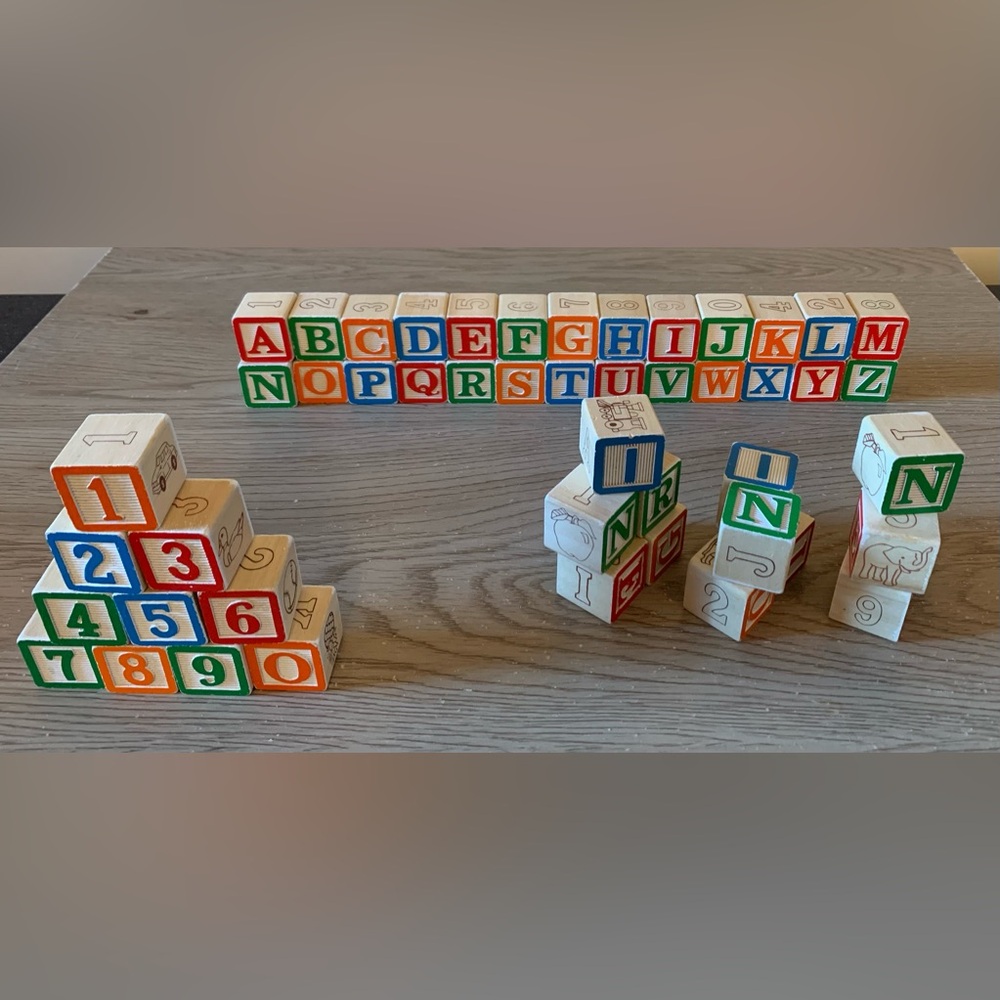 Wooden Alphabet And Number Blocks
